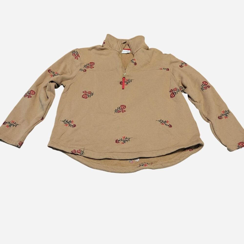 Wonderly Embroidered Floral Embroidered Quarter Zip Pullover Sweater Cottage